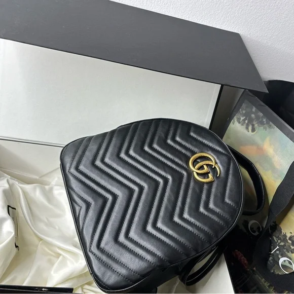 Gucci Black Double G Marmont Mini Backpack with Gold Hardware - Picture 2 of 11